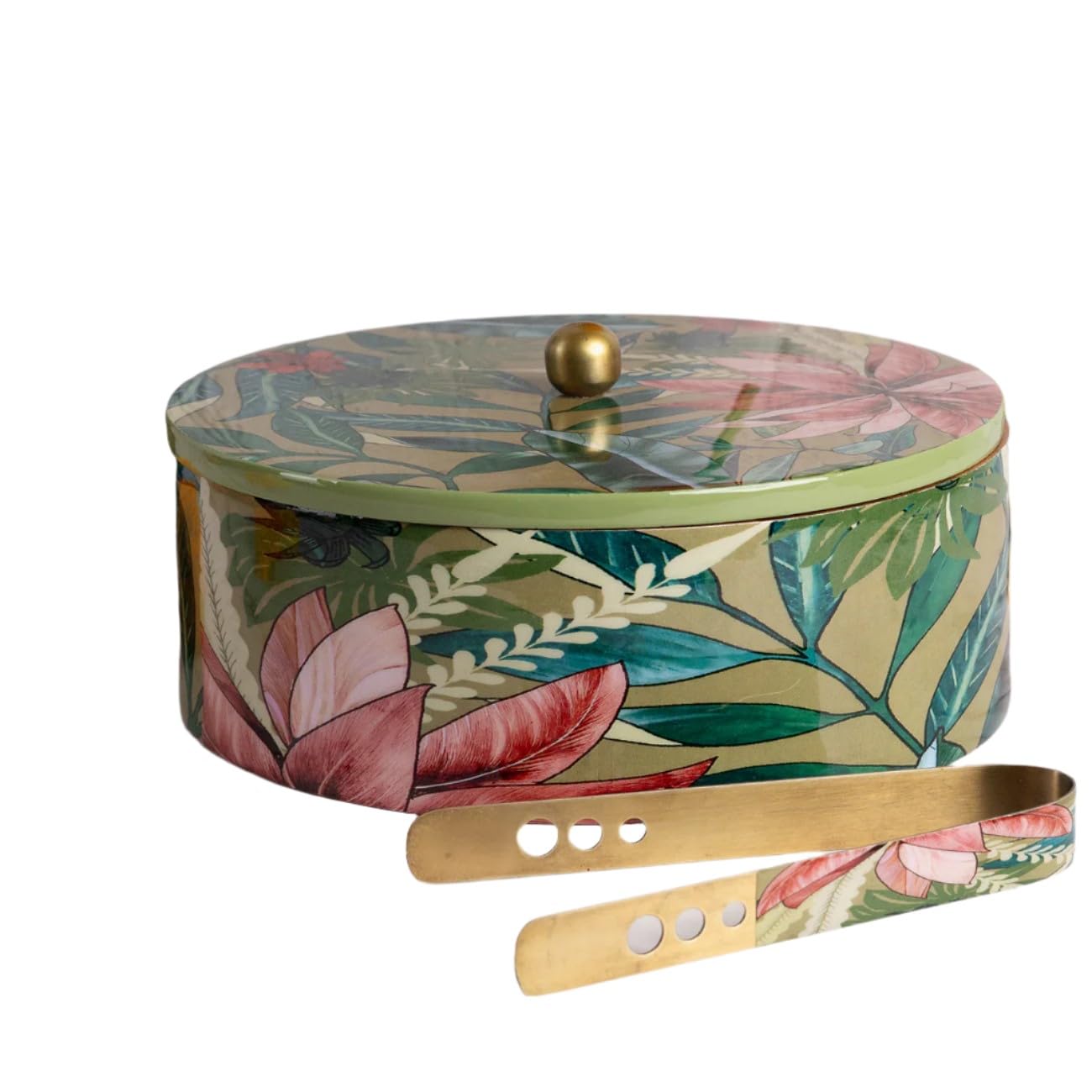 wooden with green epoxy print chapati box/casserole/wooden box with tong